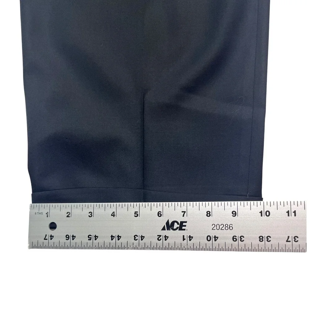 Zanella Italy 38x32 Black Pants Brad Pleated High Waisted Wool Wide Leg Cuffed